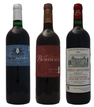 3 Bordeaux Rouge Millésime 2010 issus de raisins de l’agriculture biologique.